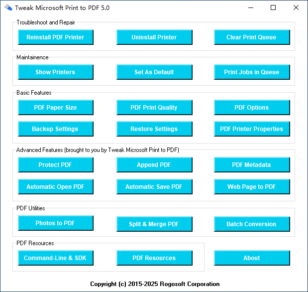 Tweak Microsoft Print to PDF 5.0 full